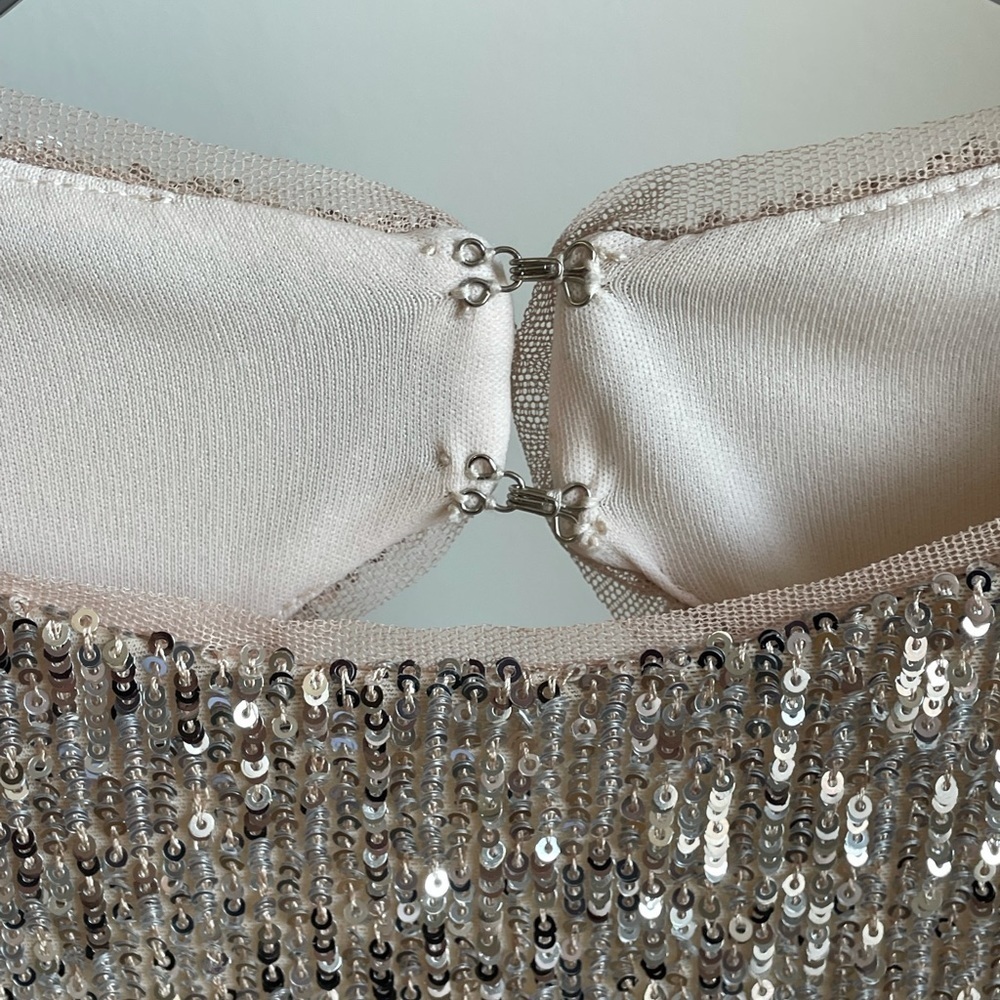 Aqua sequin long sleeve dress Sz. 4 - Picture 5 of 15